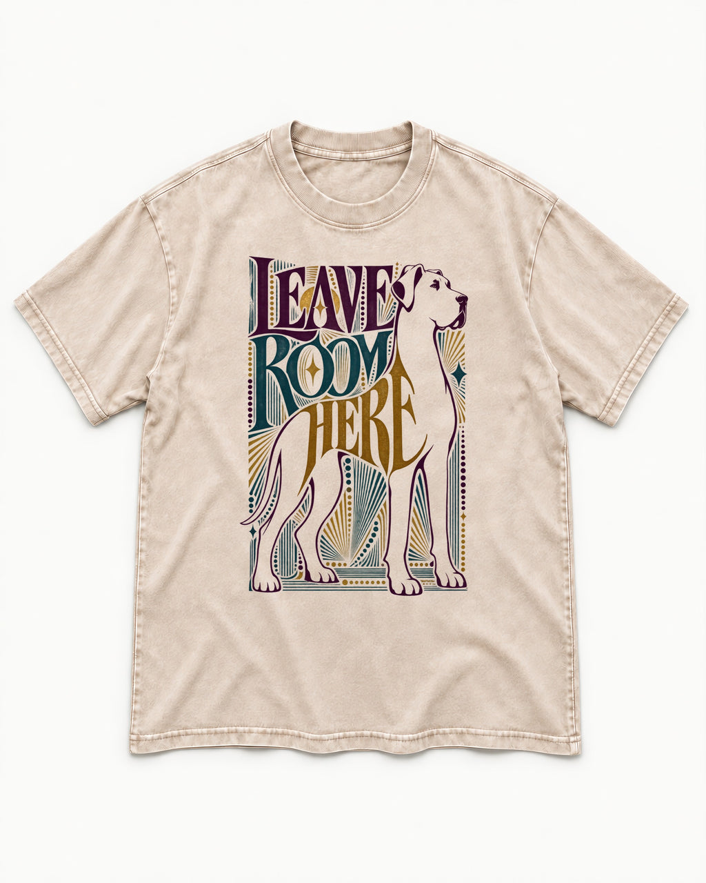 Leave Room for Great Dane Washed Tee in Apricot, flat lay product photo