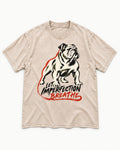 Let Imperfection Breathe English Bulldog Washed Tee in Apricot, flat lay product photo