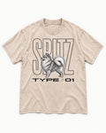 Pomeranian Spitz Washed Tee in Apricot, flat lay product photo