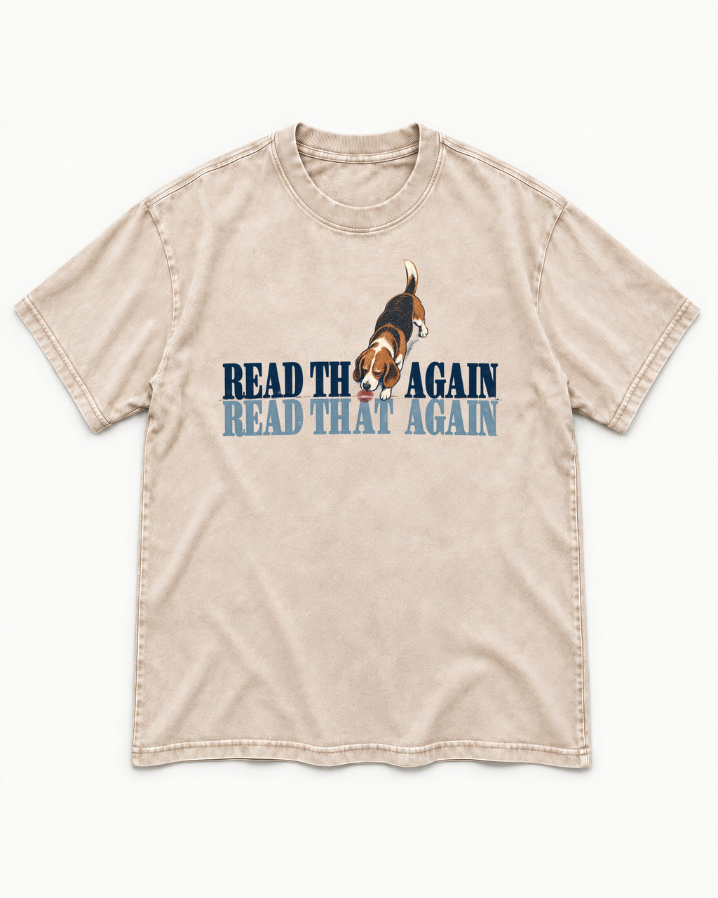 Read That Again Beagle Washed Tee in Apricot, flat lay product photo