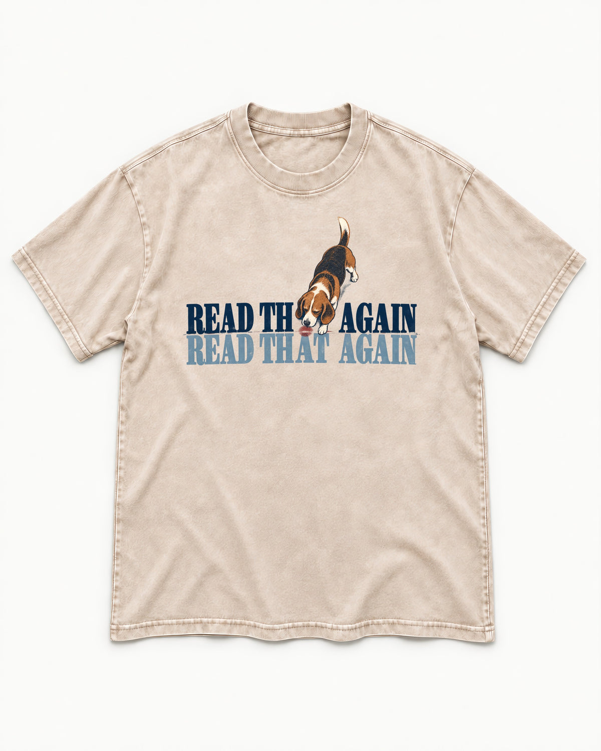 Read That Again Beagle Washed Tee in Apricot, flat lay product photo