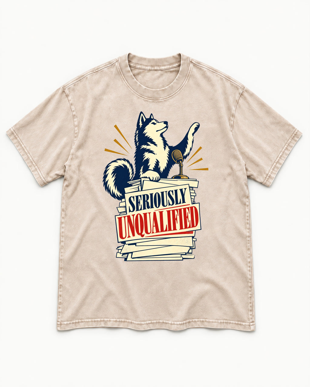 Seriously Unqualified Husky Washed Tee in Apricot, flat lay product photo