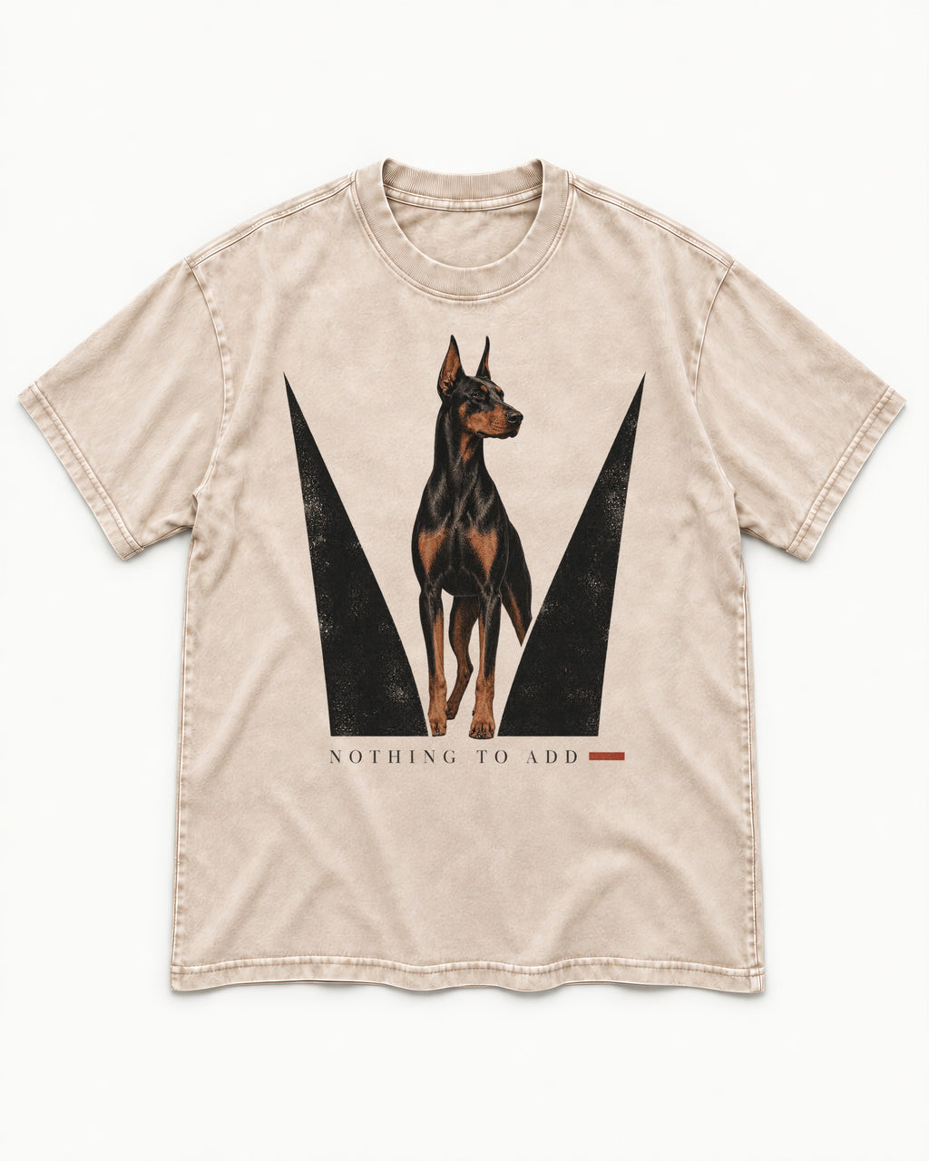 Doberman Nothing to Add Washed Tee in Apricot, flat lay product photo