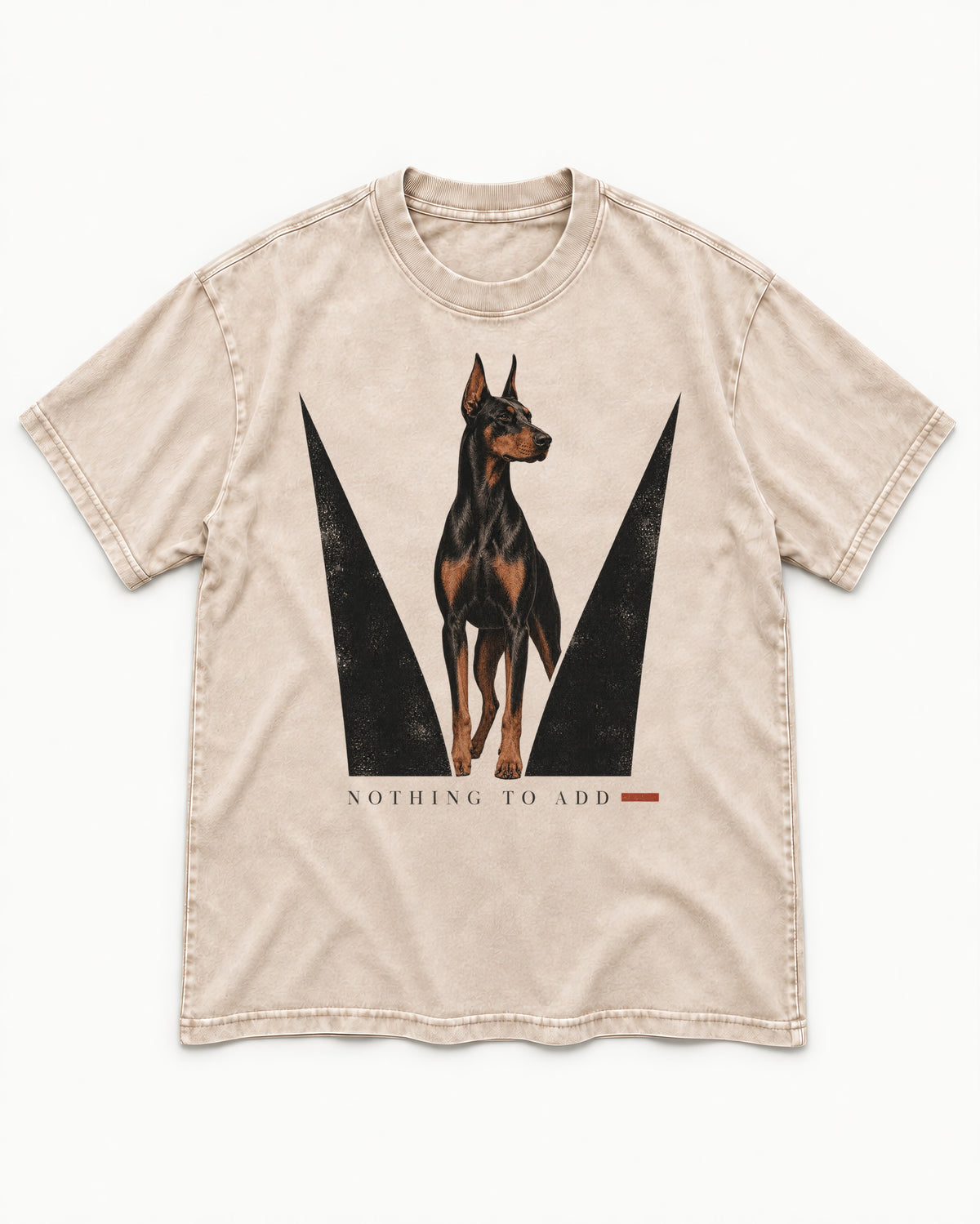 Doberman Nothing to Add Washed Tee in Apricot, flat lay product photo