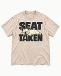 Seat Taken by Frenchie Washed Tee in Apricot, flat lay product photo