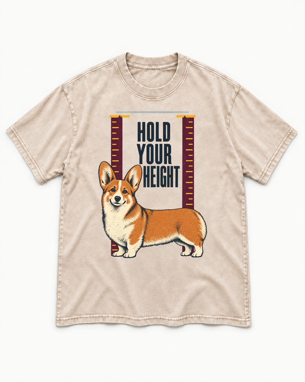 Corgi Hold Your Height Washed Tee in Apricot, flat lay product photo