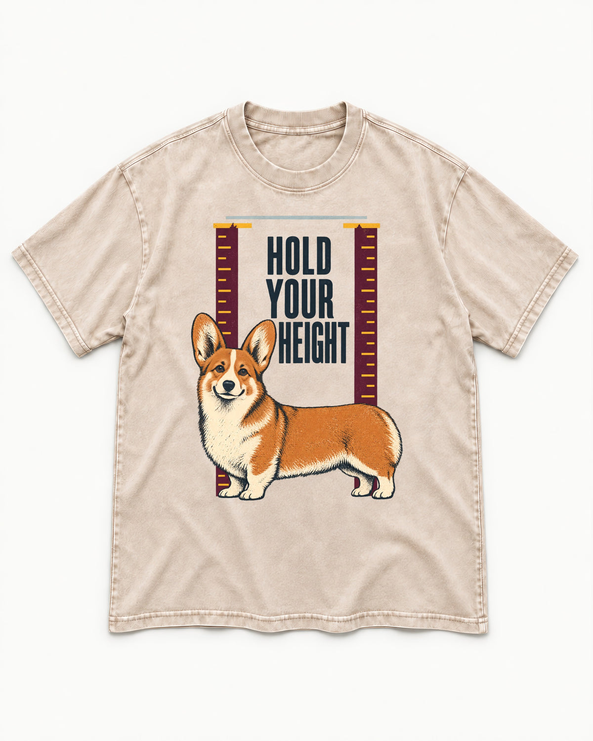 Corgi Hold Your Height Washed Tee in Apricot, flat lay product photo