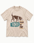Follow the Beagle on Foot Washed Tee in Apricot, flat lay product photo