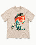 Golden Retriever Whisper with Authority Washed Tee in Apricot, flat lay product photo