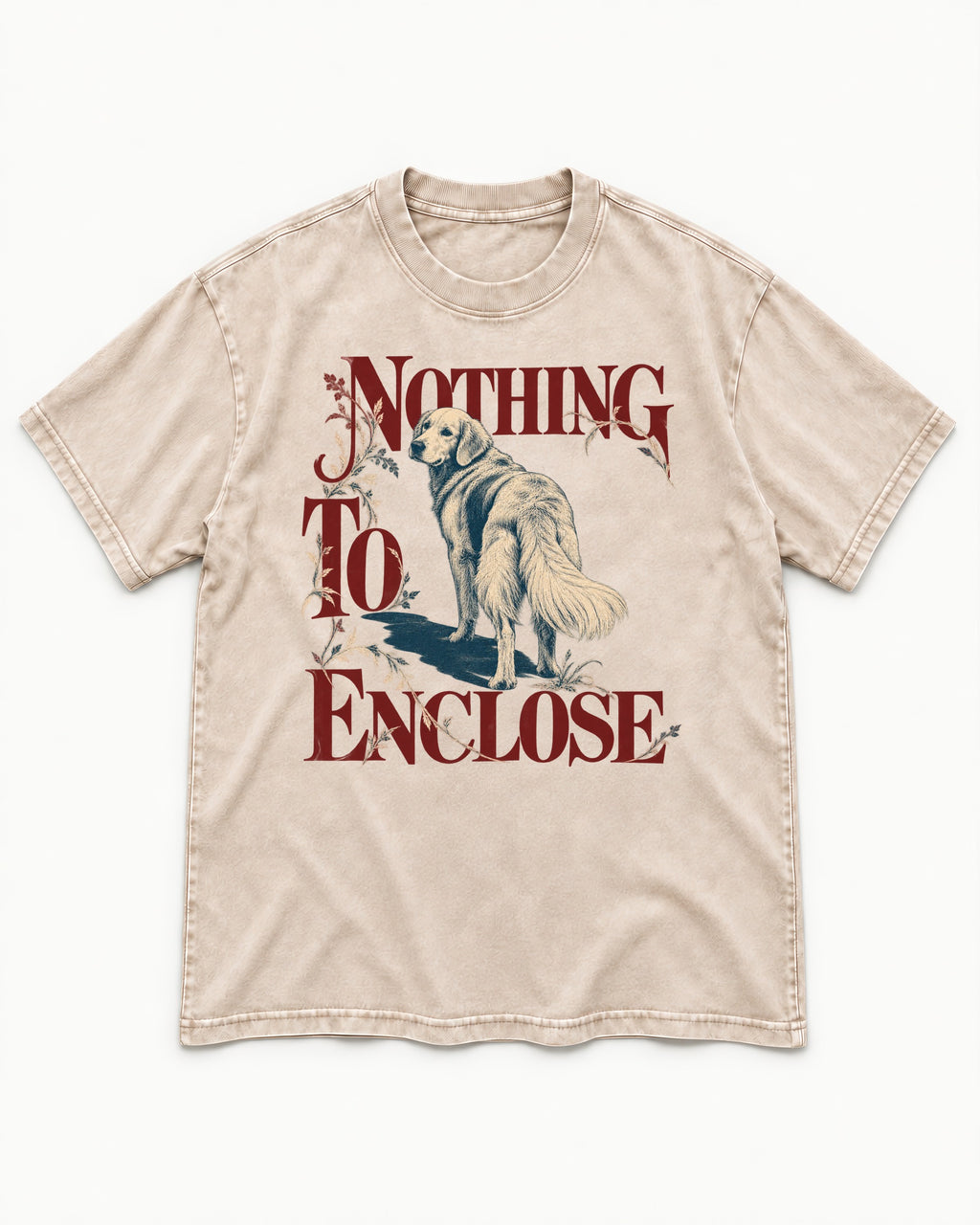 Golden Retriever Nothing to Enclose Washed Tee in Apricot, flat lay product photo
