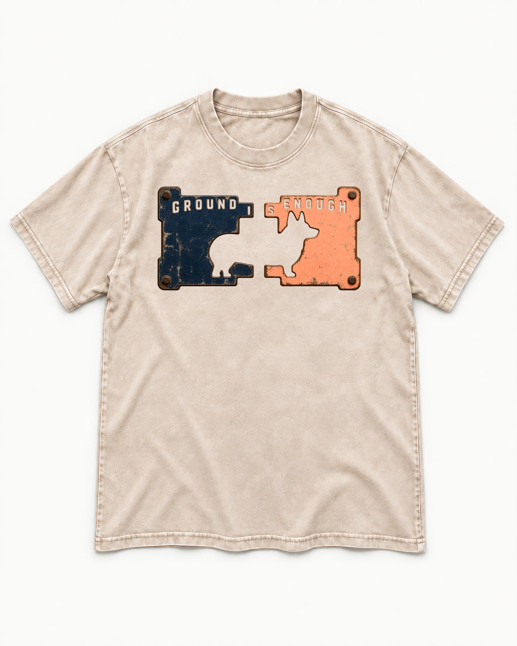 Corgi Is Enough Washed Tee in Apricot, flat lay product photo