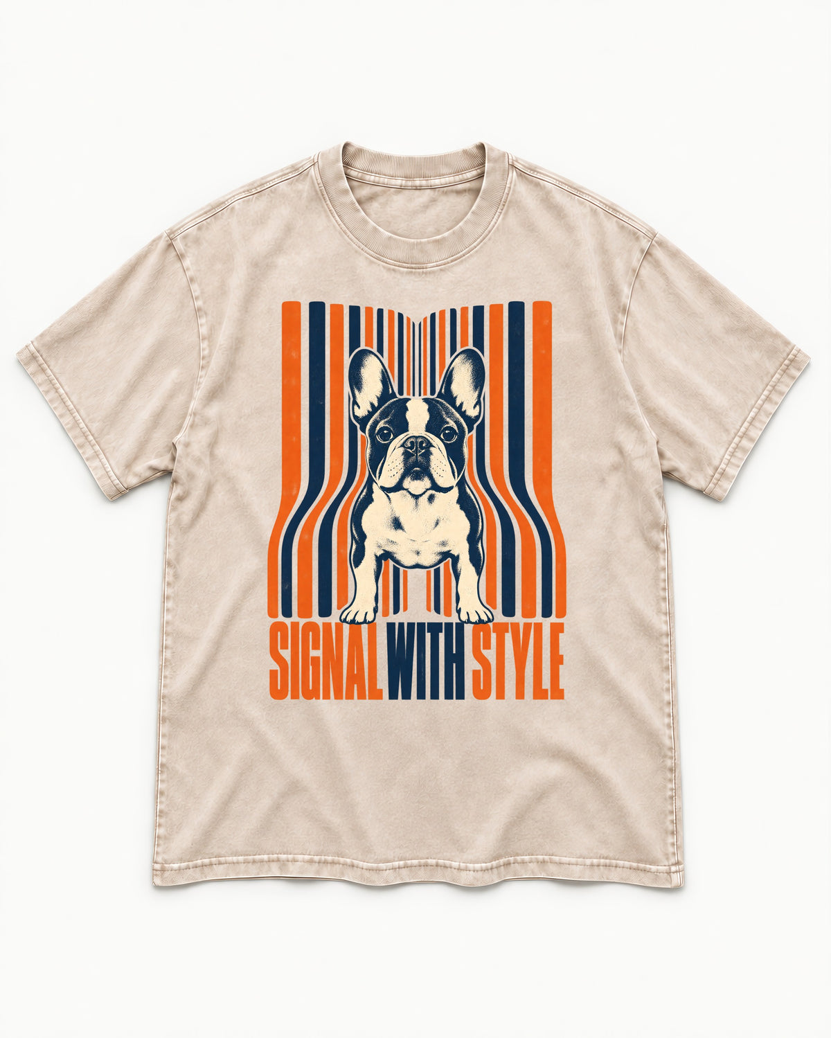 Frenchie Signal Washed Tee in Apricot, flat lay product photo