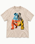 English Bulldog Give Your Whole Self Washed Tee in Apricot, flat lay product photo
