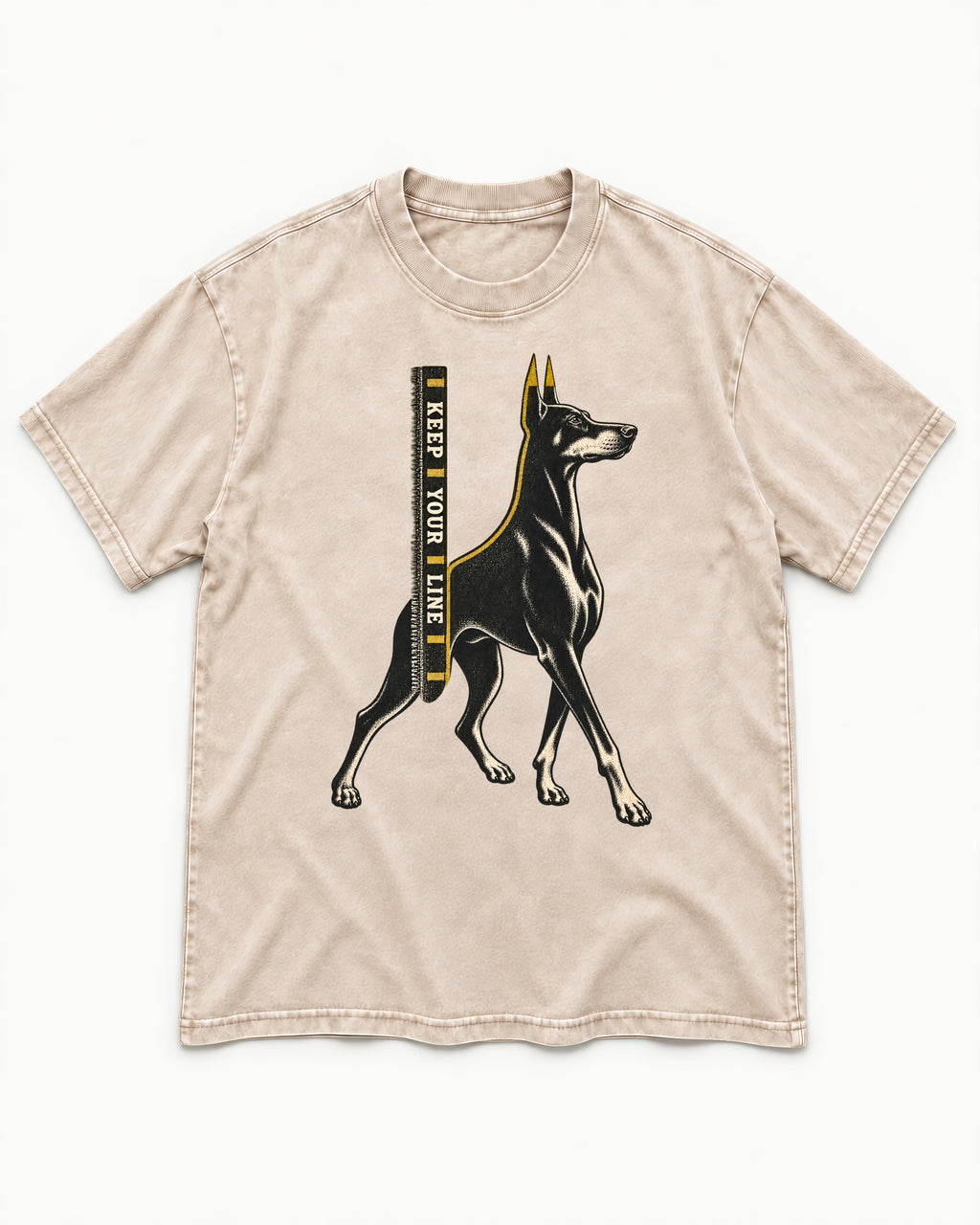 Keep Your Line Doberman Washed Tee in Apricot, flat lay product photo