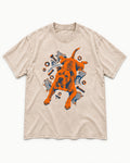 Pitbull Strength Washed Tee in Apricot, flat lay product photo