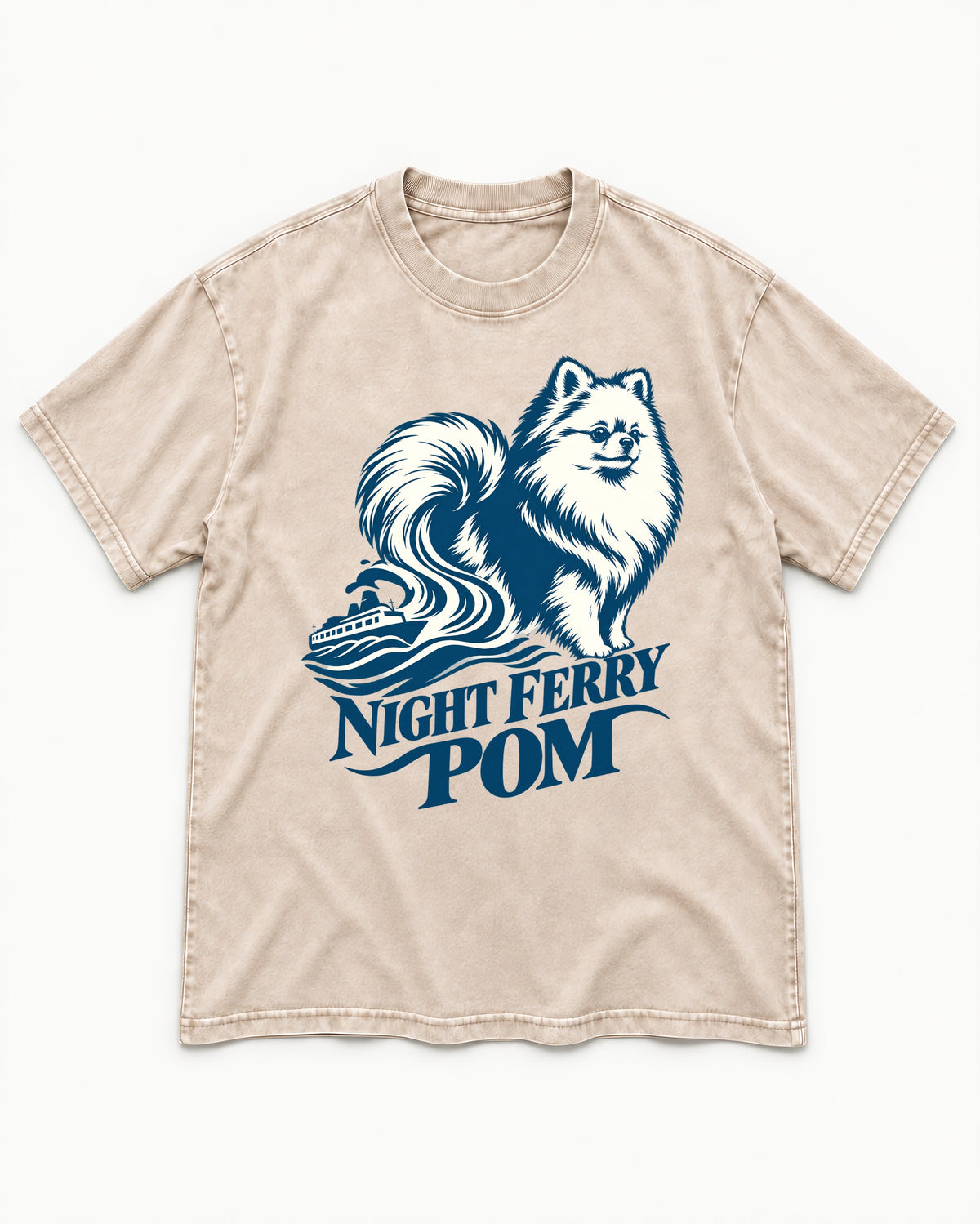 Night Ferry Pomeranian Washed Tee in Apricot, flat lay product photo