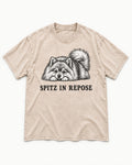 Pomeranian In Repose Washed Tee in Apricot, flat lay product photo