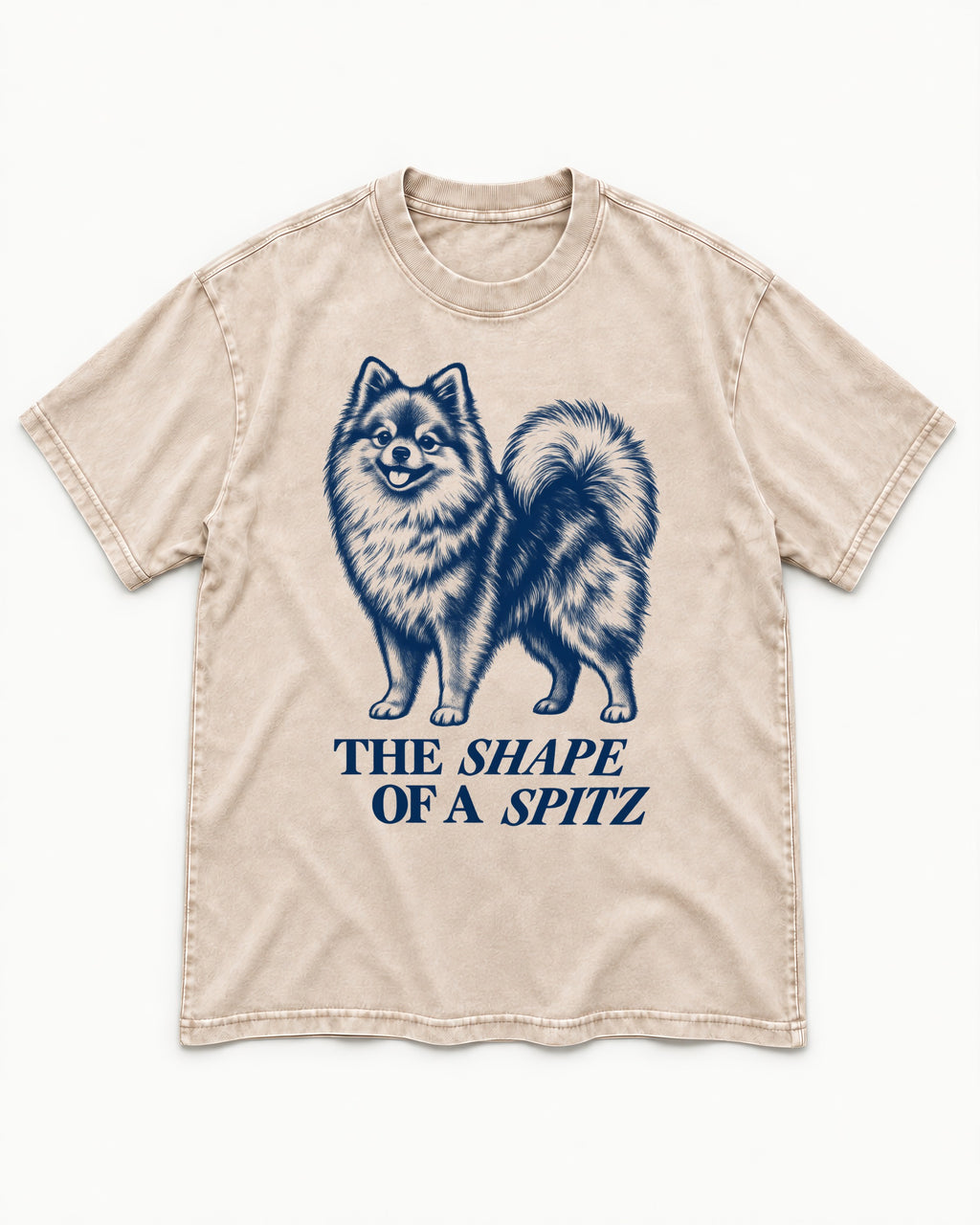 The Shape of a Pomeranian Washed Tee in Apricot, flat lay product photo