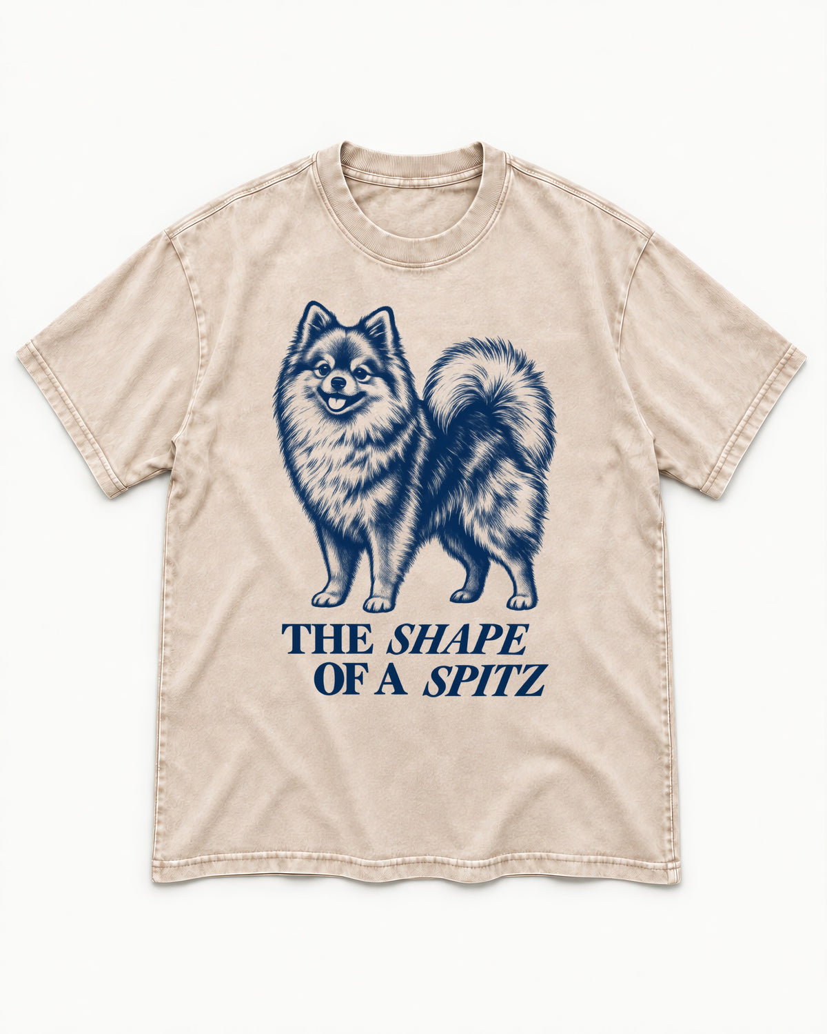The Shape of a Pomeranian Washed Tee in Apricot, flat lay product photo
