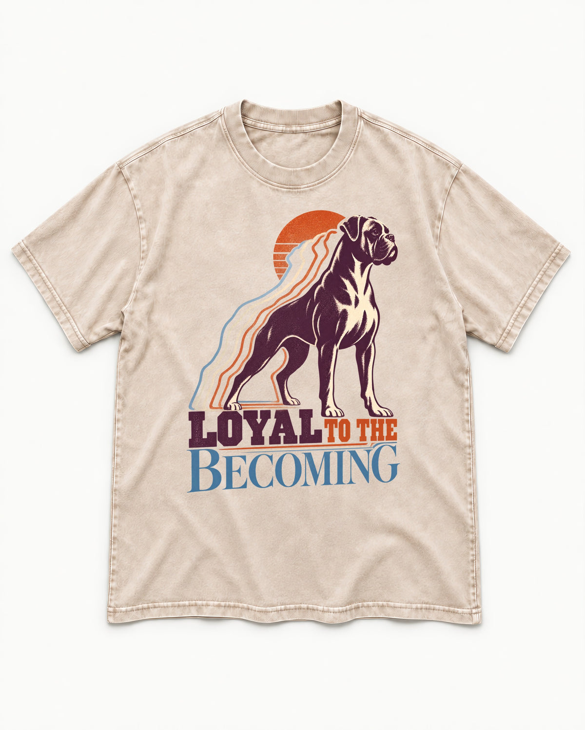 Boxer Loyal to the Becoming Washed Tee in Apricot, flat lay product photo