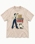 The Pug Strategy Washed Tee in Apricot, flat lay product photo