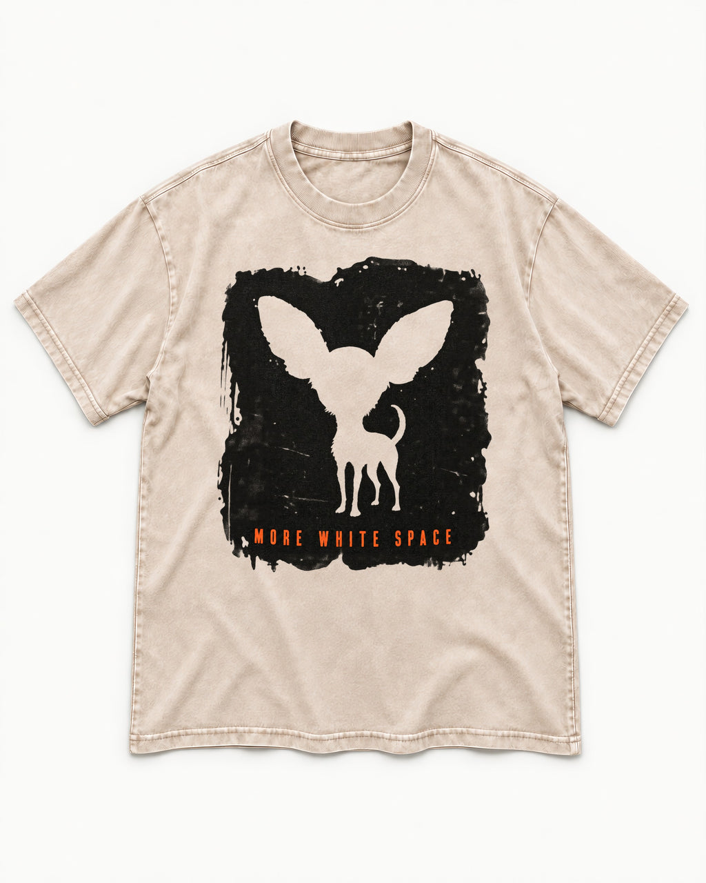 More White Space Chihuahua Washed Tee in Apricot, flat lay product photo