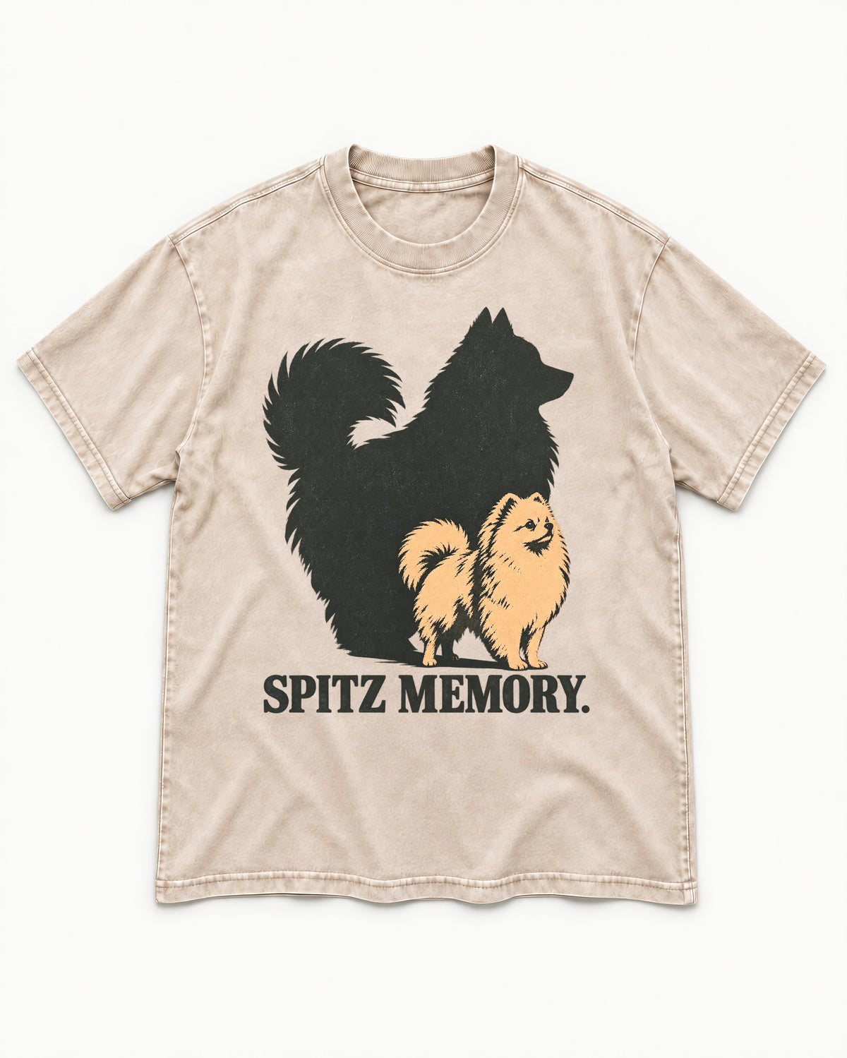 Pomeranian Spitz Memory Washed Tee in Apricot, flat lay product photo