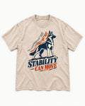 Stability Can Move German Shepherd Dog Washed Tee in Apricot, flat lay product photo