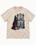 Darkness by Appointment with Yorkshire Terrier Washed Tee in Apricot, flat lay product photo