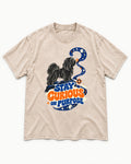 Stay Curious on Purpose Shih Tzu Washed Tee in Apricot, flat lay product photo