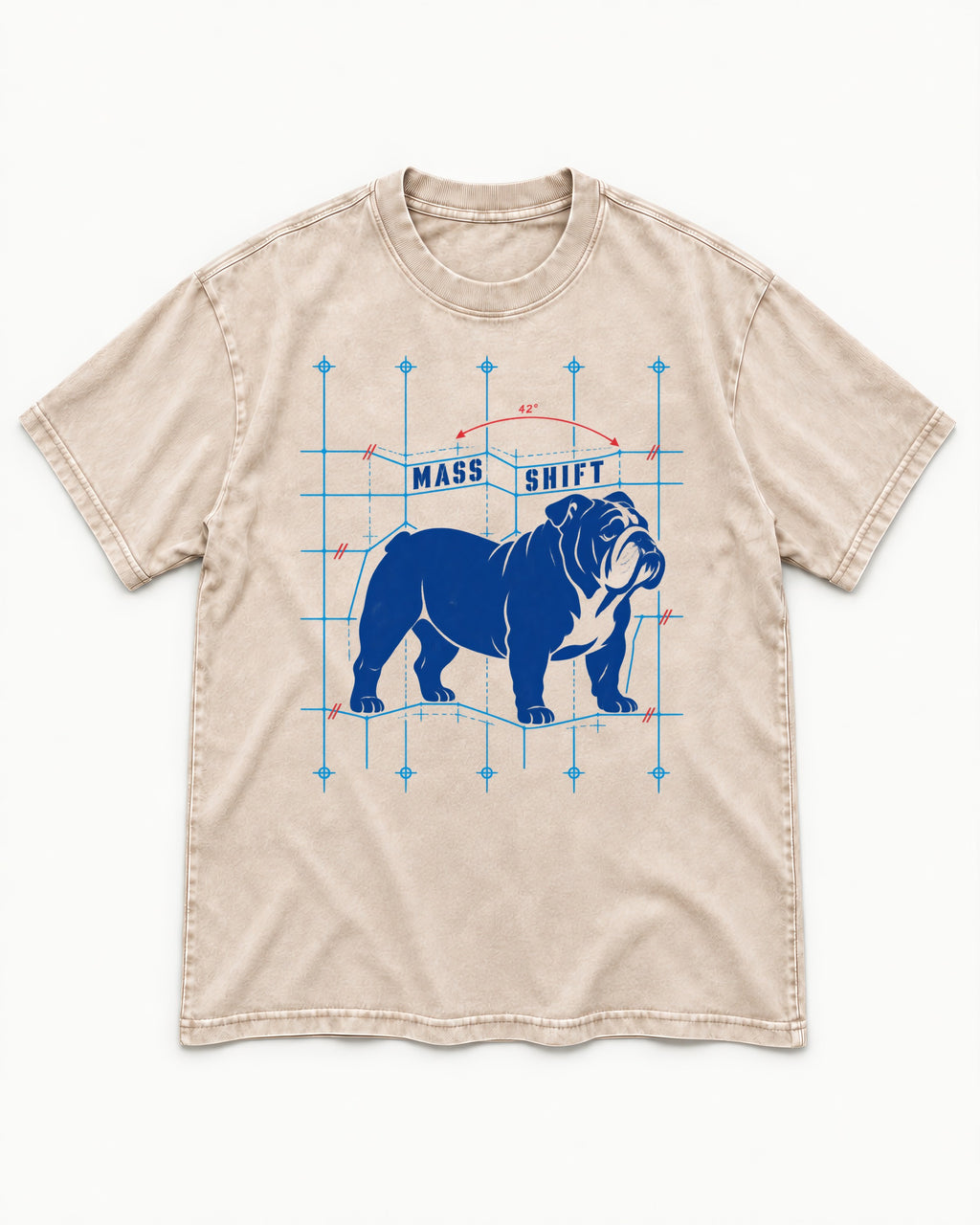 Mass Shift English Bulldog Washed Tee in Apricot, flat lay product photo