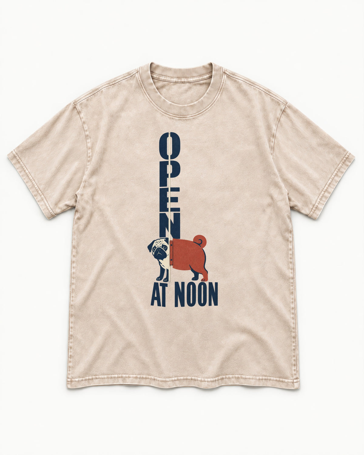 Pug Open at Noon Washed Tee in Apricot, flat lay product photo