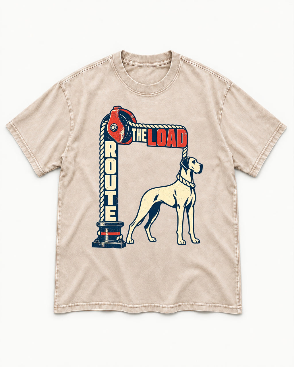 Great Dane Route the Load Washed Tee in Apricot, flat lay product photo