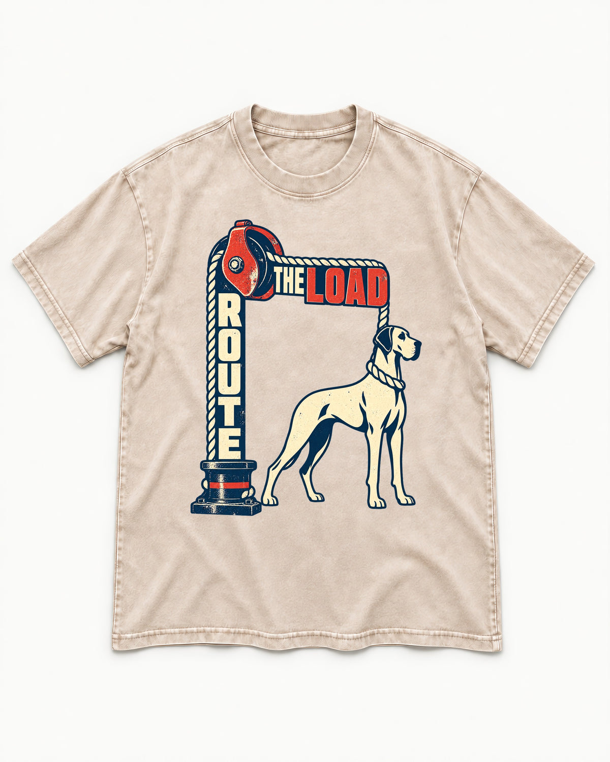 Great Dane Route the Load Washed Tee in Apricot, flat lay product photo