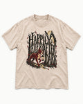 Happily Ever After Dark Boston Terrier Washed Tee in Apricot, flat lay product photo