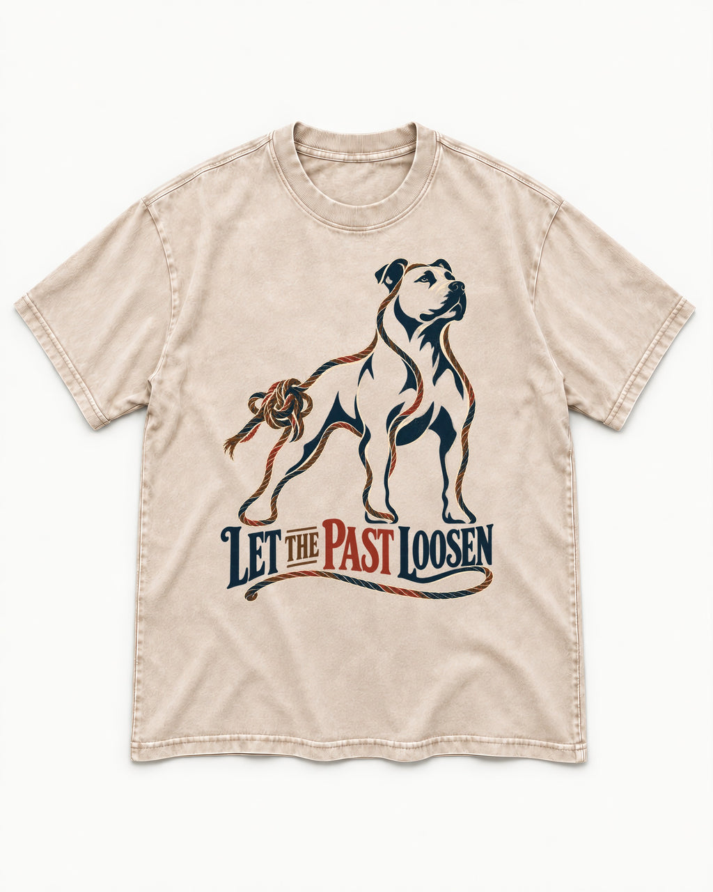 Pitbull Let the Past Loosen Washed Tee in Apricot, flat lay product photo