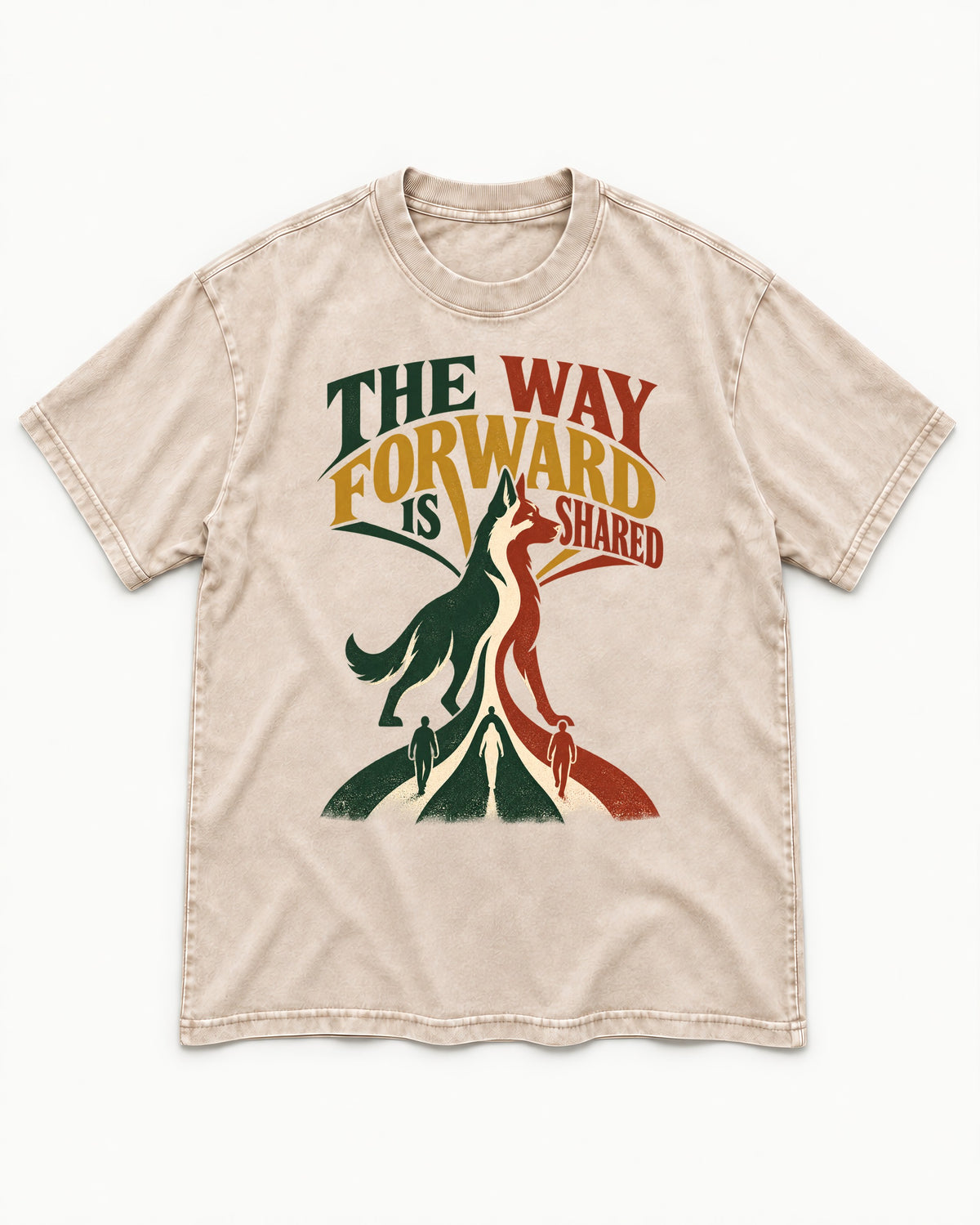 Shared Way Forward German Shepherd Dog Washed Tee in Apricot, flat lay product photo