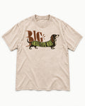 Dachshund Small Type Wins Washed Tee in Apricot, flat lay product photo