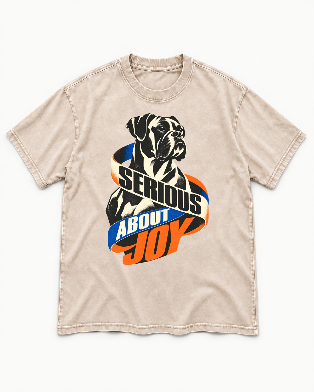Boxer Serious About Joy Washed Tee in Apricot, flat lay product photo