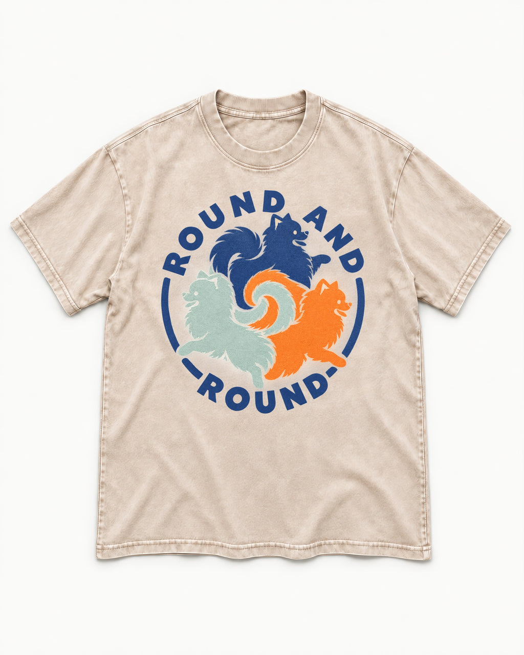 Pomeranian Round and Round Washed Tee in Apricot, flat lay product photo