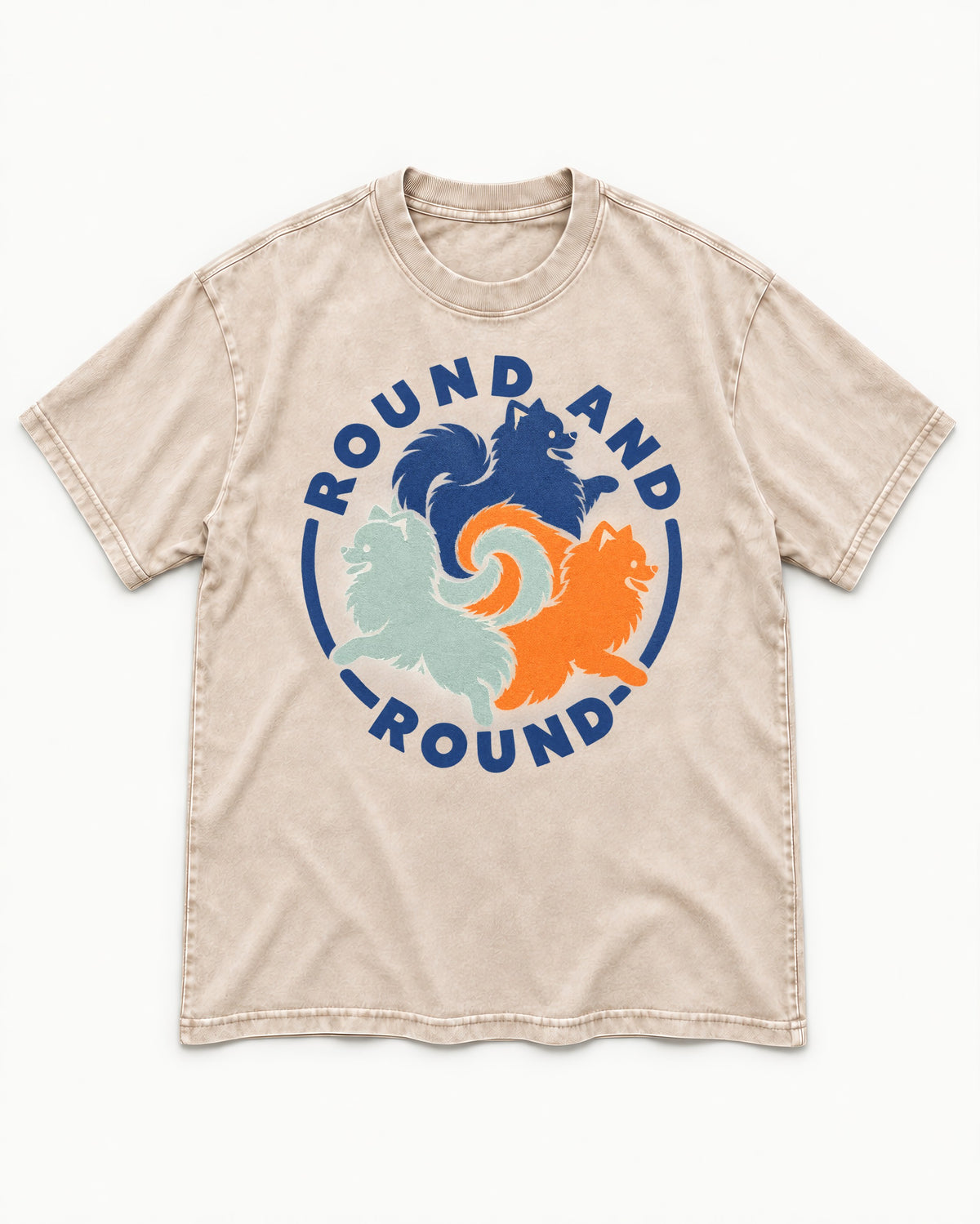 Pomeranian Round and Round Washed Tee in Apricot, flat lay product photo