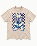 English Bulldog Double Take Washed Tee in Apricot, flat lay product photo