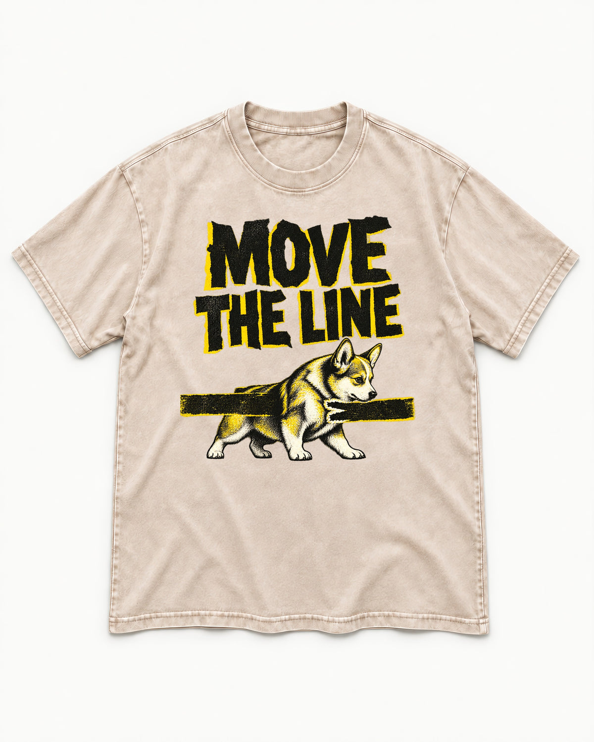 Corgi Move the Line Washed Tee in Apricot, flat lay product photo
