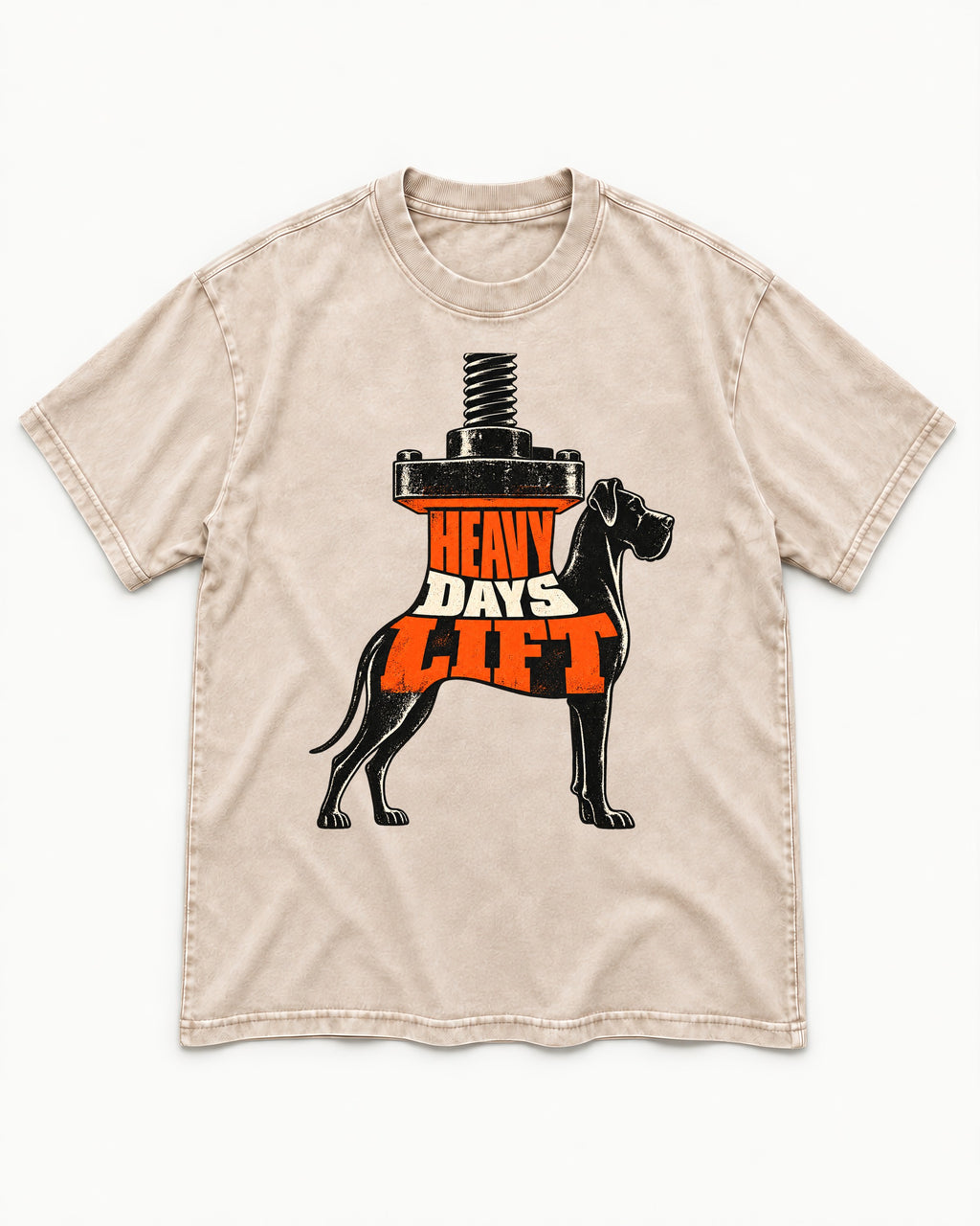 Great Dane Heavy Days Lift Washed Tee in Apricot, flat lay product photo