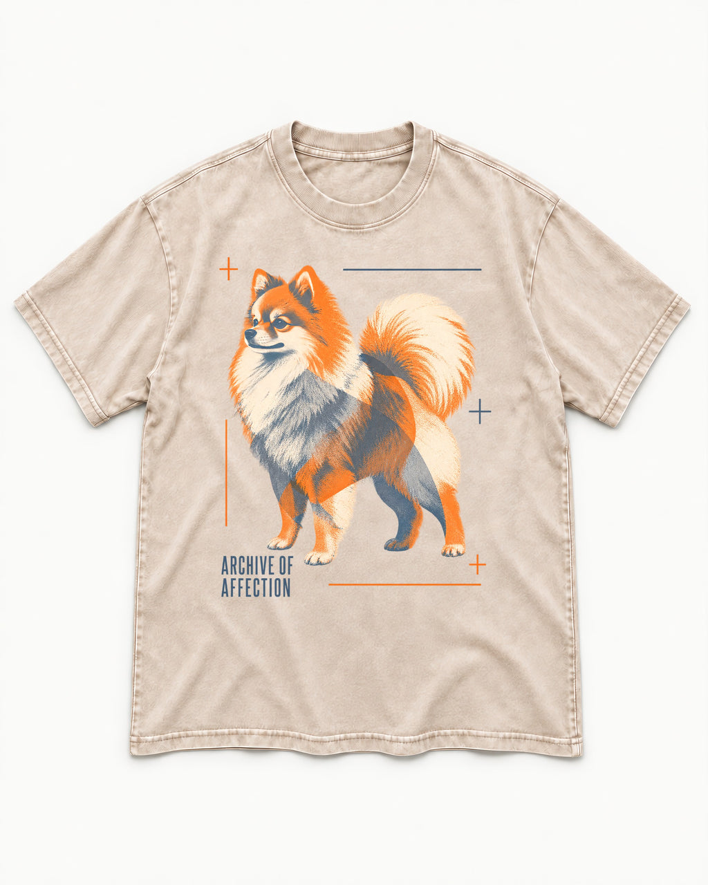 Pomeranian Archive of Affection Washed Tee in Apricot, flat lay product photo