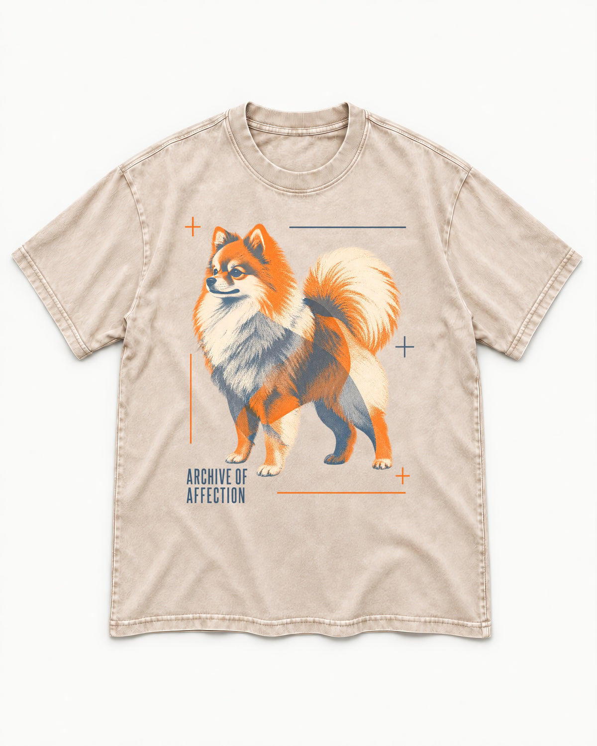 Pomeranian Archive of Affection Washed Tee in Apricot, flat lay product photo