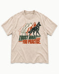 Trust What You Practice German Shepherd Dog Washed Tee in Apricot, flat lay product photo