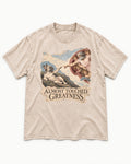 Frenchie Almost Touched Greatness Washed Tee in Apricot, flat lay product photo