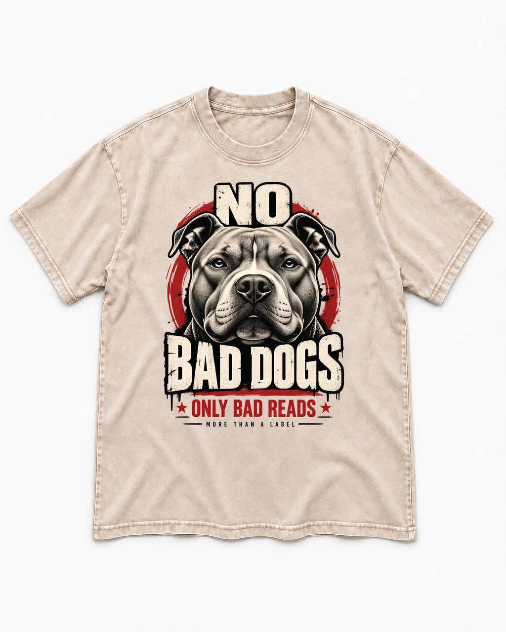 Pitbull Only Bad Reads Washed Tee in Apricot, flat lay product photo