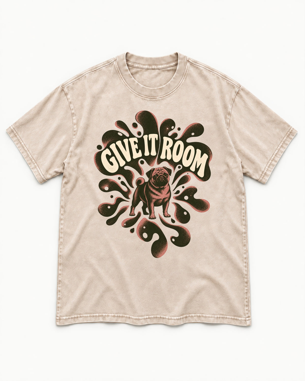 Give Pug Room Washed Tee in Apricot, flat lay product photo